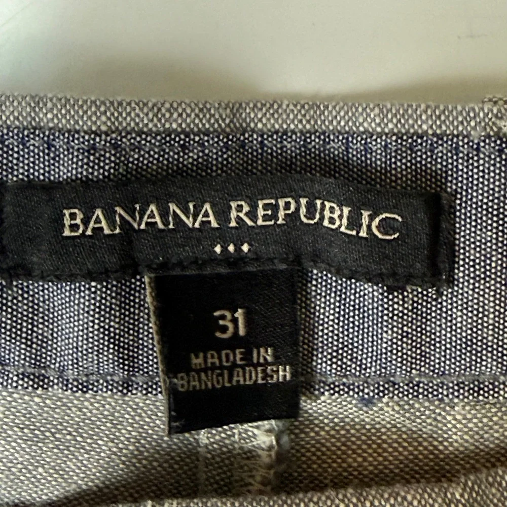 Banana‎ Republic Shorts Mens 31 Fits 34 Gray Linen Cotton Blend Slub City Preppy